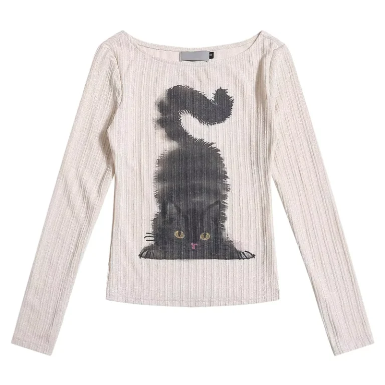 CHINEE-Unisex-Vintage-Animal-Print-Long-Sleeve-T-Shirt-Loose-Fit-O-Neck-Casual-Summer-Top-Polyester-Fabric