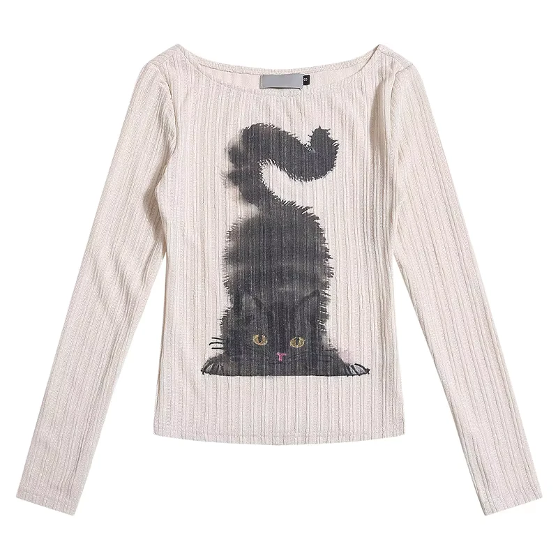 CHINEE-Unisex-Vintage-Animal-Print-Long-Sleeve-T-Shirt-Loose-Fit-O-Neck-Casual-Summer-Top-Polyester-Fabric