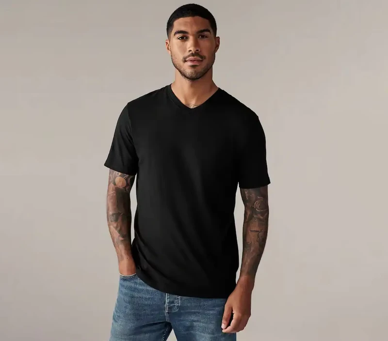 CHINEE-V-Neck-T-Shirts-Men-Cotton-Tshirt-For-Men-Casual-100-Percent-Cotton-Plain-Tee