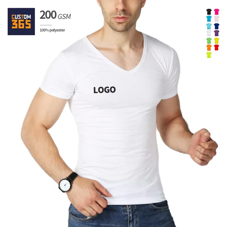 CHINEE-V-neck-Polyester-T-Shirt-Plain-Sport-Wear-White-Custom-Logo-Mens-Clothes-V-neck-Tshirt-for-Men-Blank-Woven-Plain-Dyed