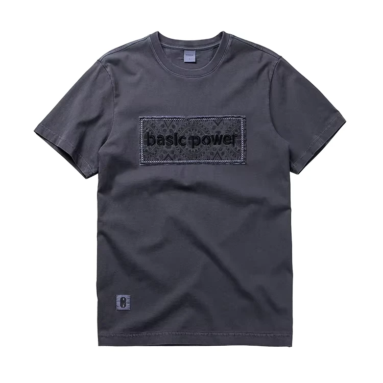 CHINEE-Vintage-100-Cotton-O-Neck-Regular-Fit-Mens-T-Shirts-Summer-Breathable-Lightweight-Pattern-Contrast-Trim-Three-Dimensional