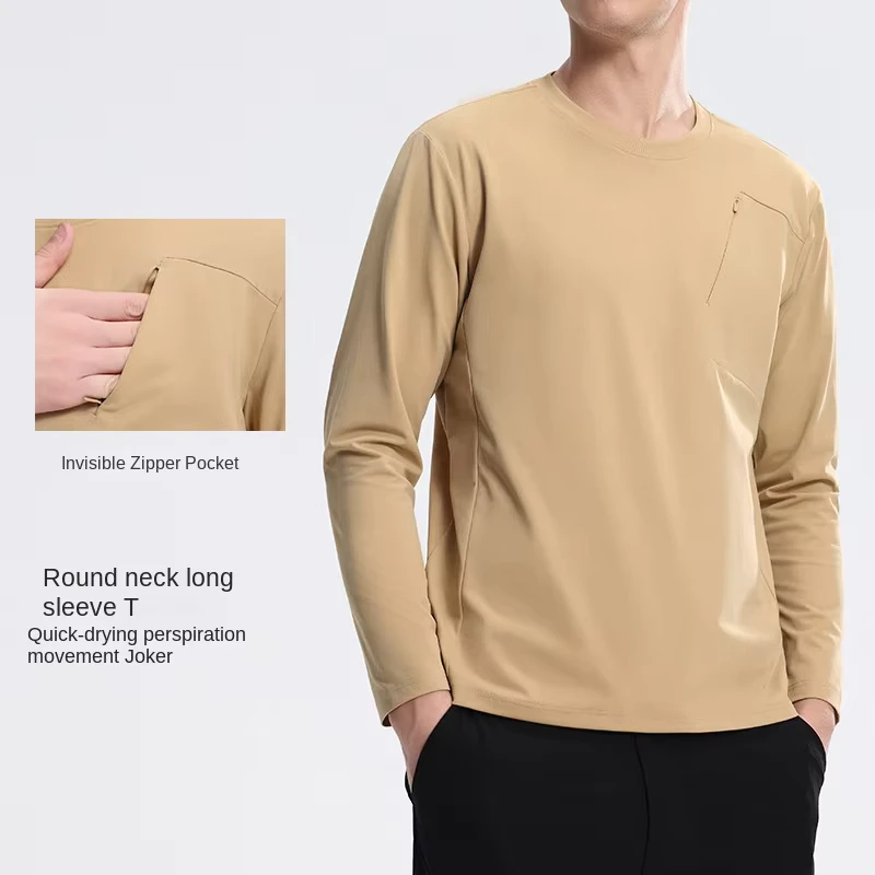 CHINEE-Vintage-Woven-Blank-Quick-drying-Polyester-Long-sleeved-T-shirt-Dijia-Neck-Spring-Commuting-Breathable-Mens-Outdoor