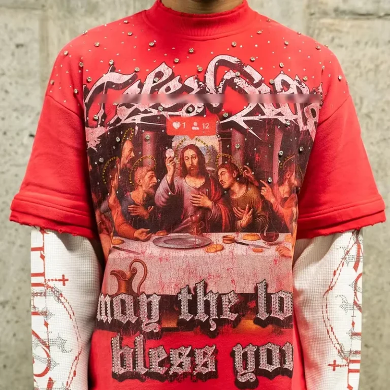 CHINEE-Waffle-Panel-Long-Sleeve-T-shirt-Rhinestone-Logo-Shirt-for-Men-Boxy-Fit-Screen-Dtg-Print-Long-Sleeve-Tshirts