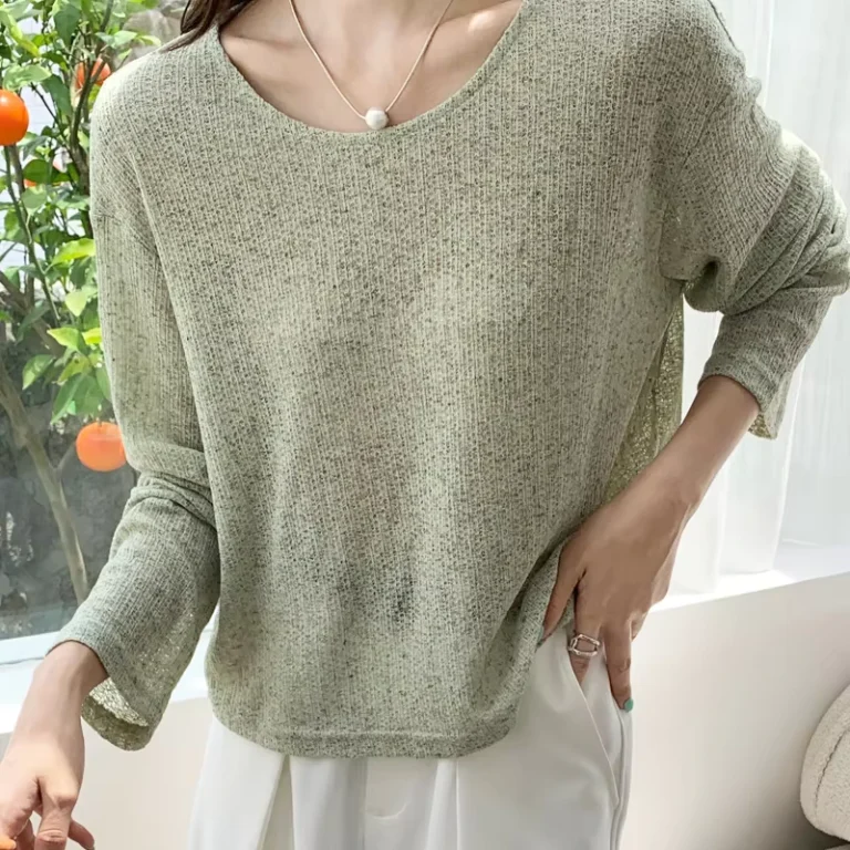 CHINEE-Women-Business-Casual-Crew-Neck-Minimalist-Comfortable-Long-Sleeve-T-Shirt