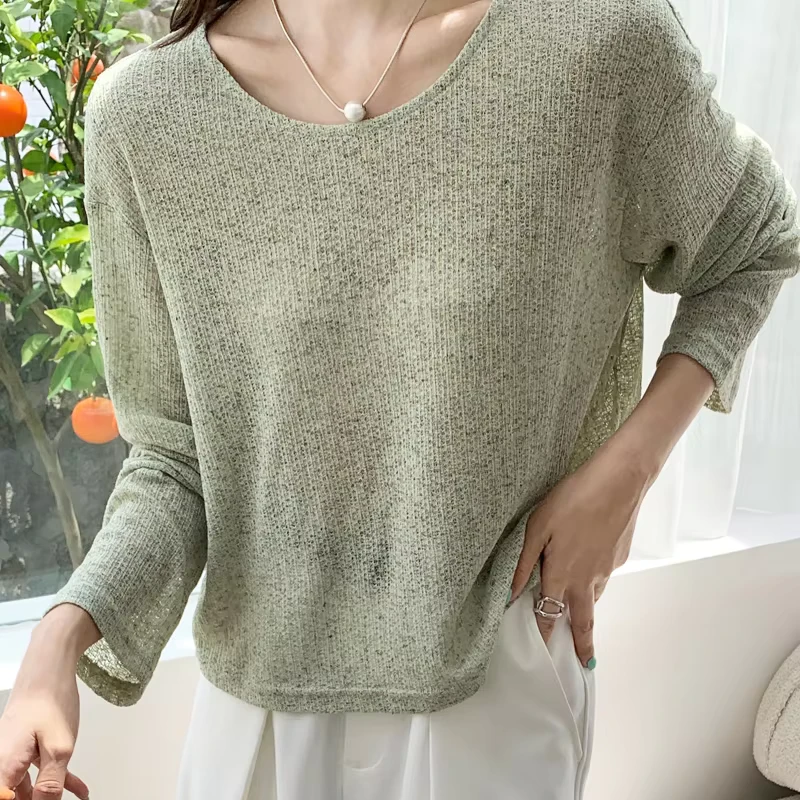 CHINEE-Women-Business-Casual-Crew-Neck-Minimalist-Comfortable-Long-Sleeve-T-Shirt