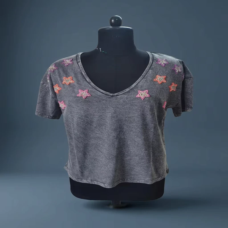 CHINEE-Women-Cotton-V-Neck-T-Shirt-Manufacturer-Supply-for