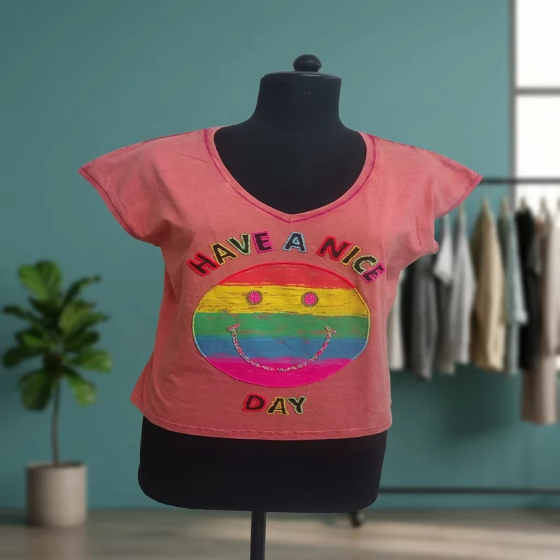 CHINEE-Women-Cotton-V-Neck-T-Shirt-Manufacturer-Supply
