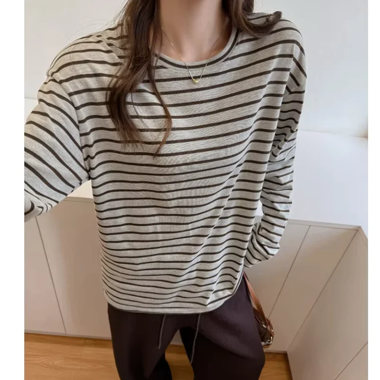 CHINEE-Women-Oversized-Striped-Long-Sleeve-T-Shirt-Fashion-Crewneck-Casual-Fall-Spring-Tops-Y2K-Clothes