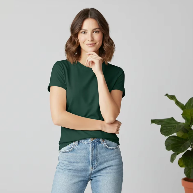 CHINEE-Women-Plain-T-Shirt-Regular-Fit-Short-Sleeve-Casual-Solid-Color-Soft-Cotton-Spring-Eco-Friendly-Breathable-Quick-Dry-Basic-Tee