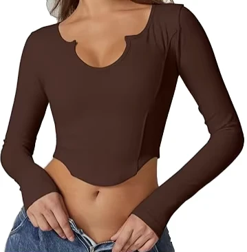 CHINEE-Women-Rib-U-Neck-Skinny-Lightweight-Breathable-T-shirt-Inside-Sexy-Spicy-Girl-Casual-Top-Long-Sleeved-T-shirt