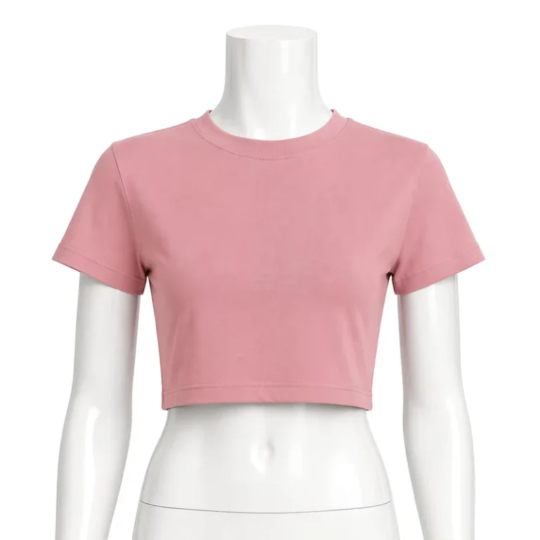 CHINEE-Women-Slim-Fit-Cropped-T-Shirt-100-Cotton-210-GSM-Short-Sleeve-Custom-Logo-Silk-Screen-Printing-Anti-shrink-Breathable-Casual