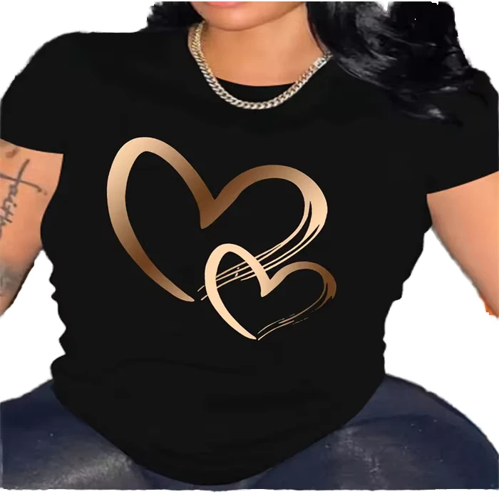 CHINEE-Women-Trendy-Sweet-Eco-Friendly-Polyester-Plain-Dyed-Tops-Heart-Graphic-Regular-Fit-Summer-Casual-Tees-T-Shirts-Blouse
