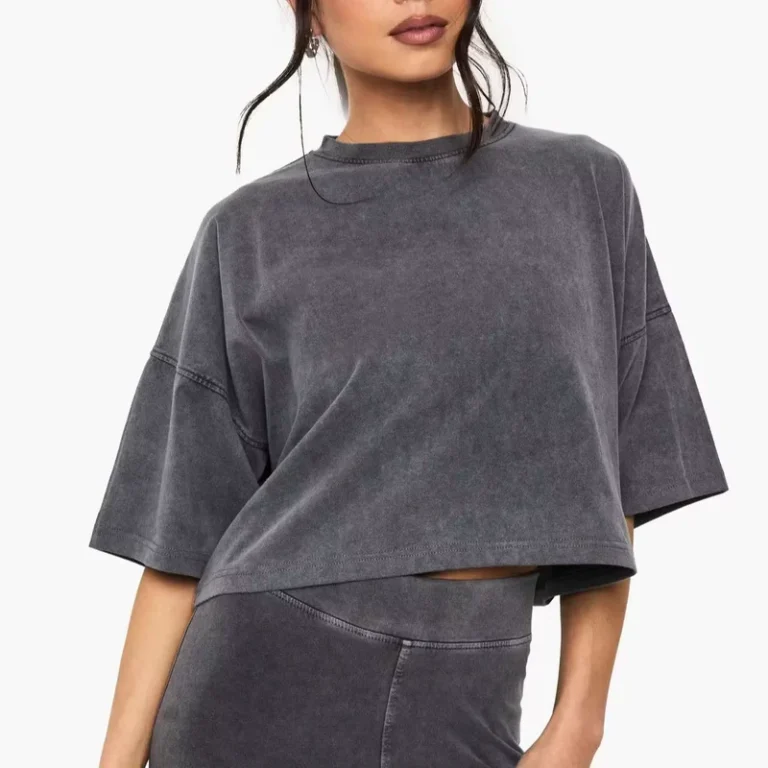 CHINEE-Women-Washed-Regular-T-Shirt-Regular-Fit-Drop-Shoulder-Short-Sleeve-Casual-Solid-Color-Cotton-Spring-Eco-Friendly-Quick-Dry