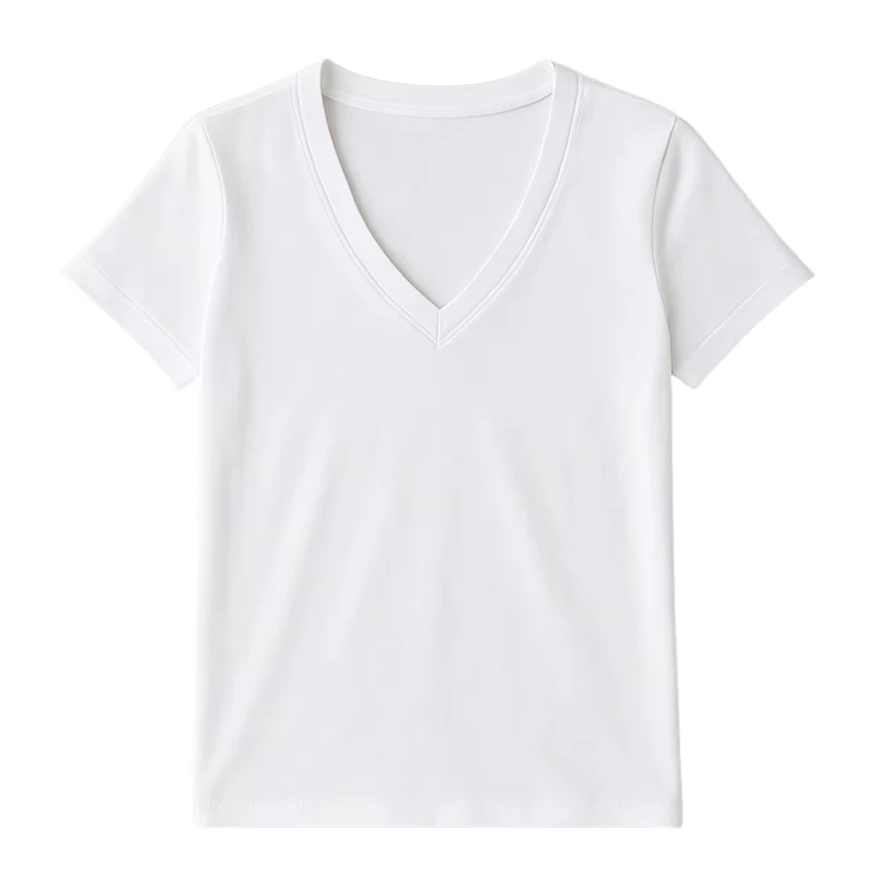 CHINEE-Women-White-Deep-V-Neck-T-Shirt-100-Organic-Cotton-Pre-Shrunk-GOTS-Certified-Soft-Breathable-Classic-Fit-Tee