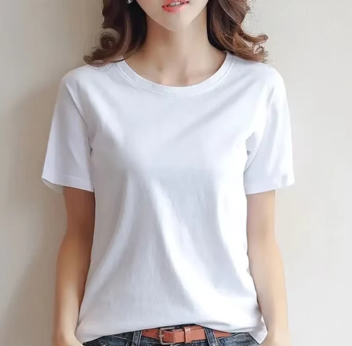 CHINEE-Womens-100-Cotton-Casual-Slim-Fit-Fashion-T-Shirt-Solid-Color-Short-Sleeve-Eco-Friendly-Compressed-Summer-LOGO