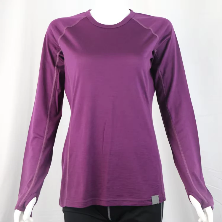 CHINEE-Womens-100-Merino-Wool-Long-Sleeve-Crew-Neck-T-Shirt-XL-Print-Pattern-Hiking-Base-Layer-With-Logo-Decoration-for-Women-Girls