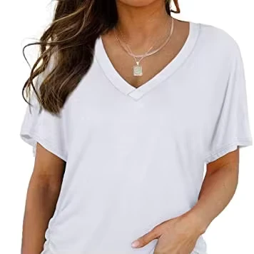 CHINEE-Womens-Casual-V-Neck-Short-Sleeve-T-Shirt-Custom-Logo-Breathable-Soft-Skin-Friendly-Comfort-Knitted-Cotton-T-Shirt