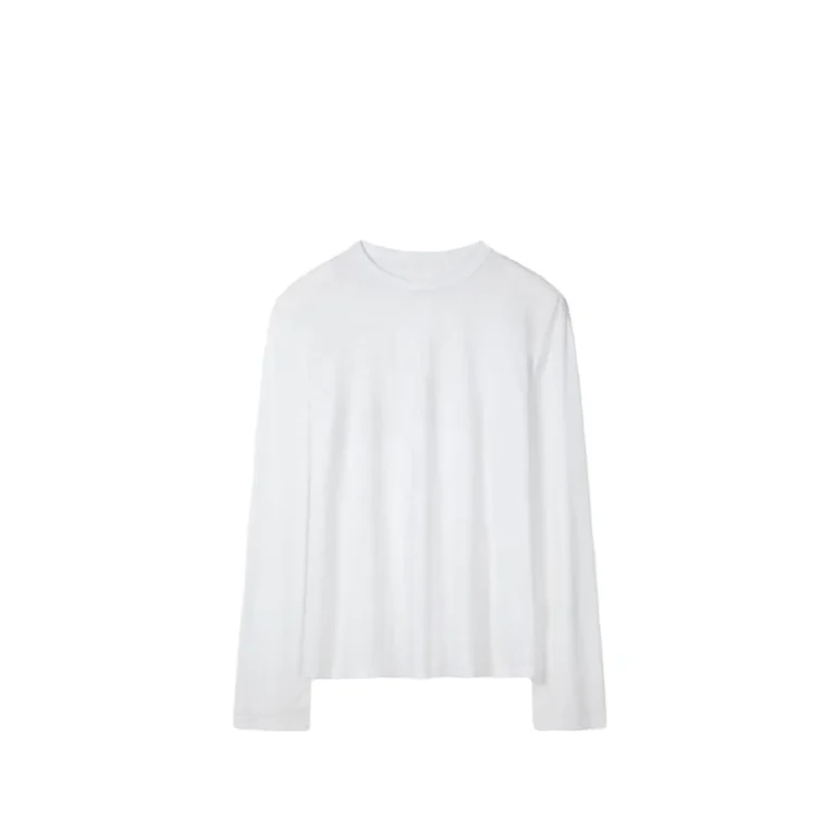 CHINEE-Womens-Cotton-Lyocell-Long-Sleeve-T-Shirt-Neck-Regular-Fit-Solid-Color-Normcore-Minimalist-Breathable-Plain-Dyed-Spring-Summer