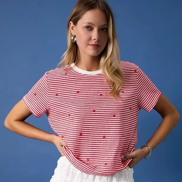 CHINEE-Womens-Custom-Print-Cotton-Print-logo-Graphic-Vintage-Designer-Streetwear-Stripes-T-shirt-Printing-High-Quality-Plain