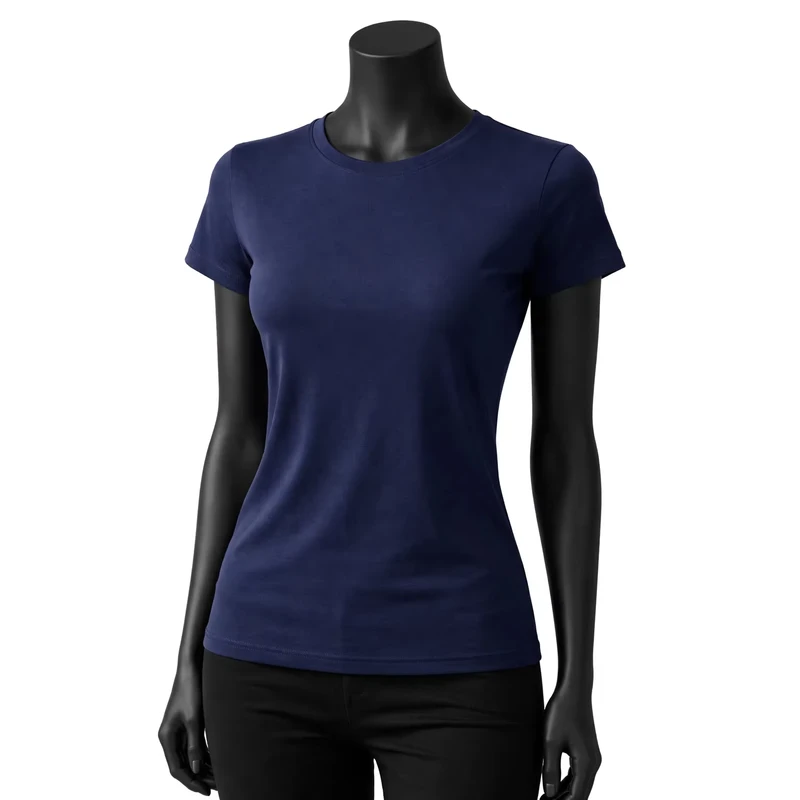 CHINEE-Womens-Navy-Blue-Crew-Neck-T-Shirt-100-Cotton-Slim-Fit-Short-Sleeve-Casual-All-Seasons-Breathable-Jersey-Fabric