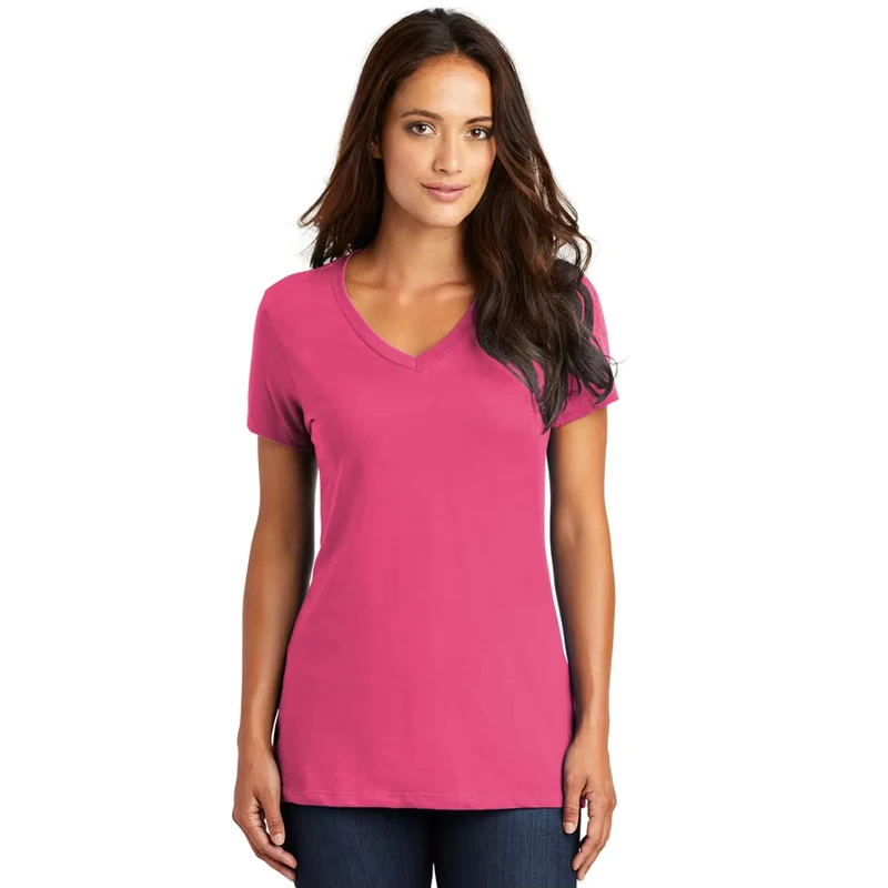 CHINEE-Womens-Regular-Fit-V-Neck-T-Shirts-Solid-100-Cotton-Dark-Blue-Breathable-Summer-Quick-Dry