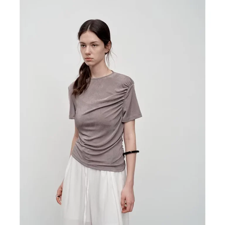 CHINEE-Womens-Spandex-Polyester-Knit-Anti-Pilling-Solid-Summer-Casual-Skinny-Butterfly-Sleeve-T-Shirt