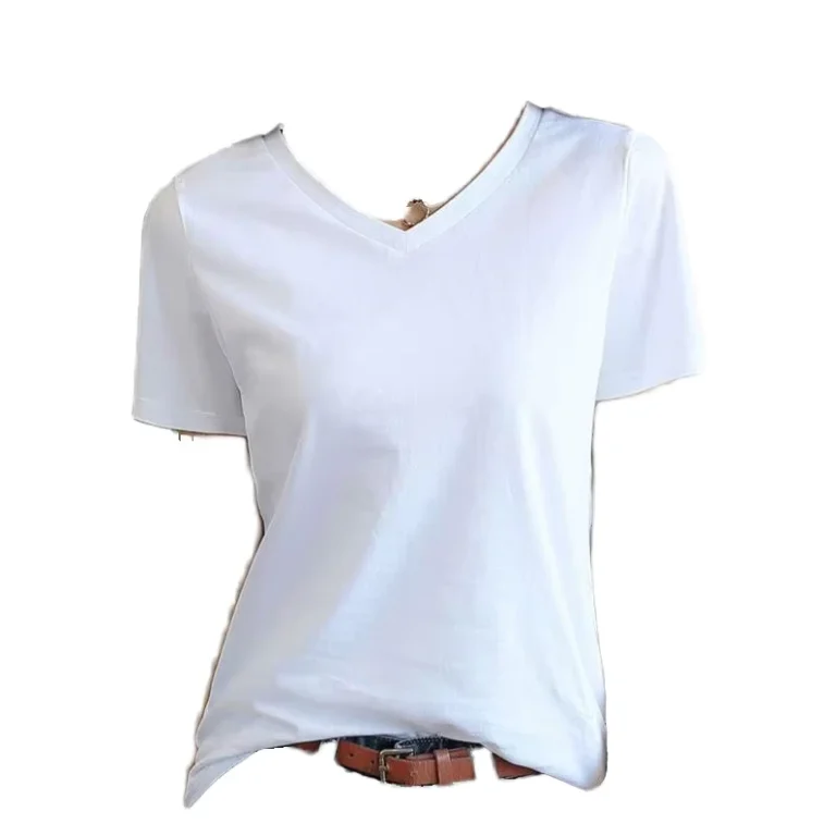 CHINEE-Womens-Summer-Casual-T-shirts-Eco-Friendly-Knitted-Fabric-Breathable-Comfortable-Solid-Color-Short-Sleeve-V-Neck-Tops