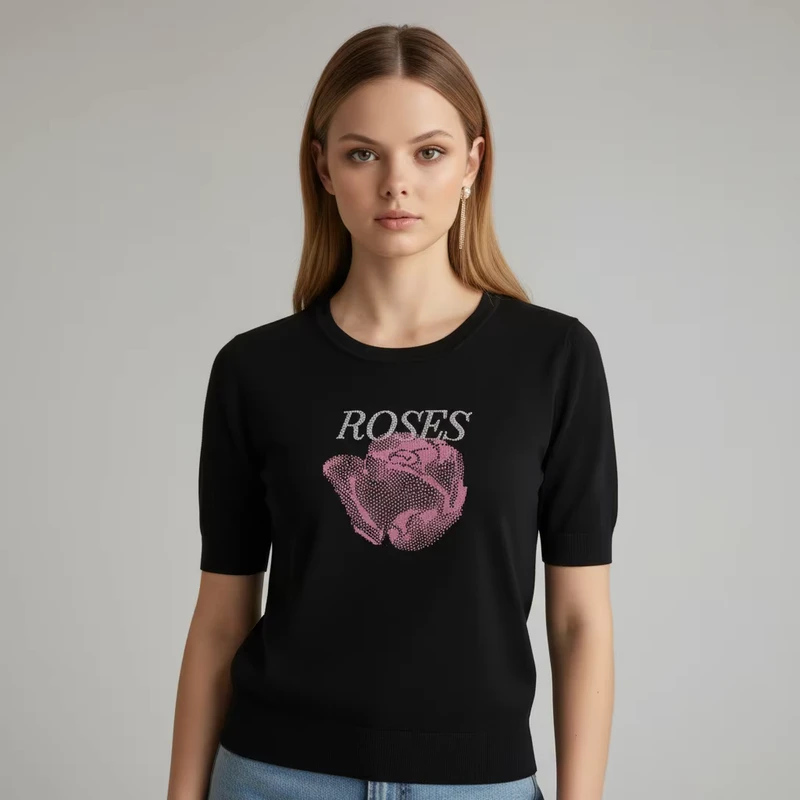 CHINEE-Womens-Summer-Fashion-Casual-Short-Sleeve-T-shirts-Breathable-Jersey-Viscose-Cotton-180g-Heart-Print-Anti-Pilling-Digital