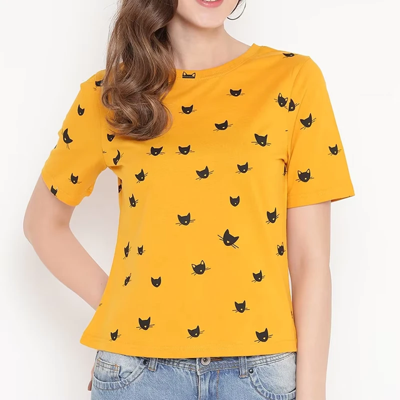 CHINEE-Womens-Summer-Plaid-Print-Embroidered-Graphic-T-Shirt-Casual-Trendy-Streetwear-Fashion-High-Quality-100-Cotton-Eco-Friendly