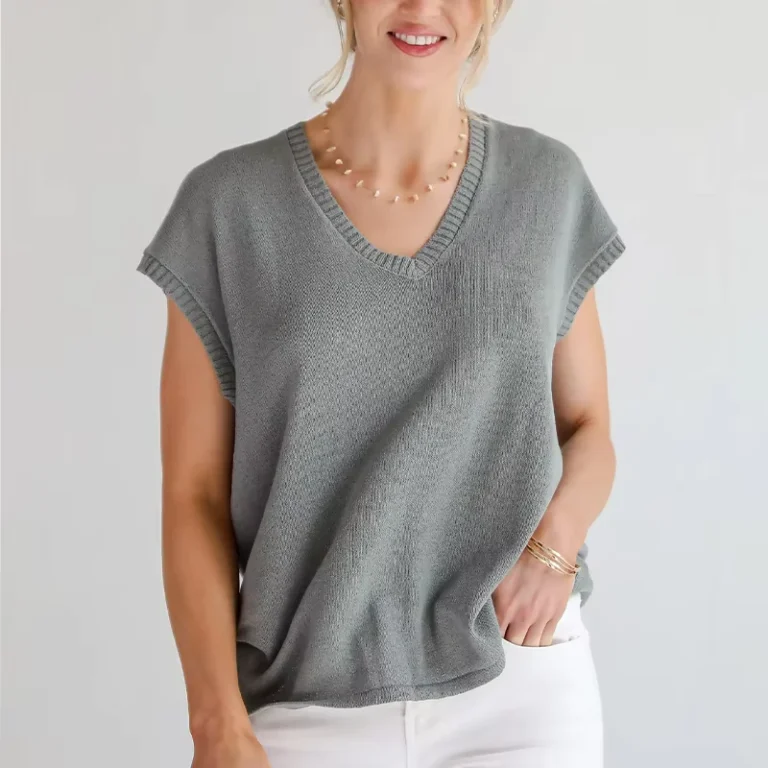 CHINEE-Womens-Summer-Pure-Cotton-Breathable-Short-Top-Short-Sleeve-V-neck-Lightweight-T-shirt