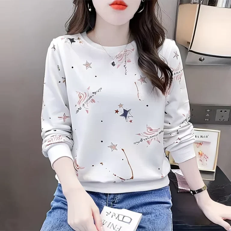 CHINEE-Womens-T-shirts-Fashionable-Womens-Tops-Loose-Round-Neck-Womens-T-shirts-Cotton-Casual-and-Comfortable-Clothing