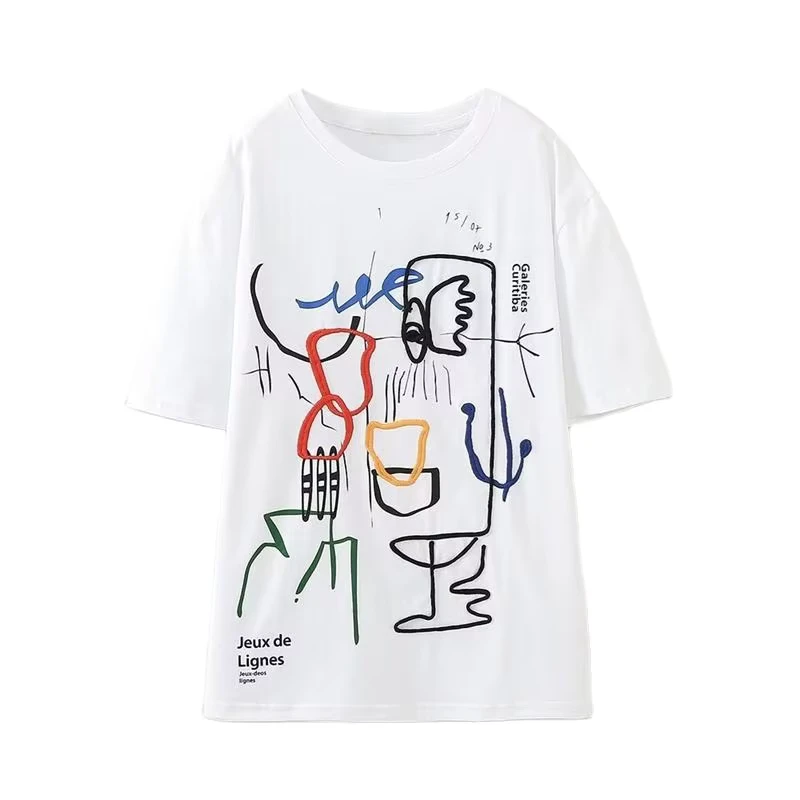 CHINEE-Womens-Trendy-Graphic-Tee-Cotton-Printed-T-Shirt-Oversized-Fashion-Streetwear-Top