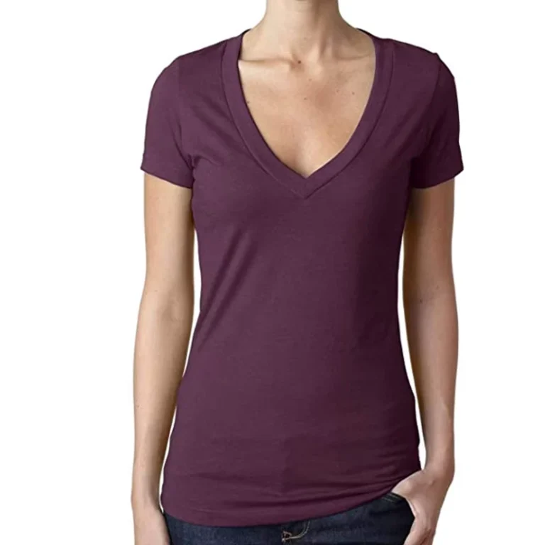 CHINEE-Womens-V-Neck-Jersey-T-Shirt-B6005-Womens-Fine-Jersey-Flowy-Deep-V-Neck-T-shirt-T-Shirts-Buk-Rates