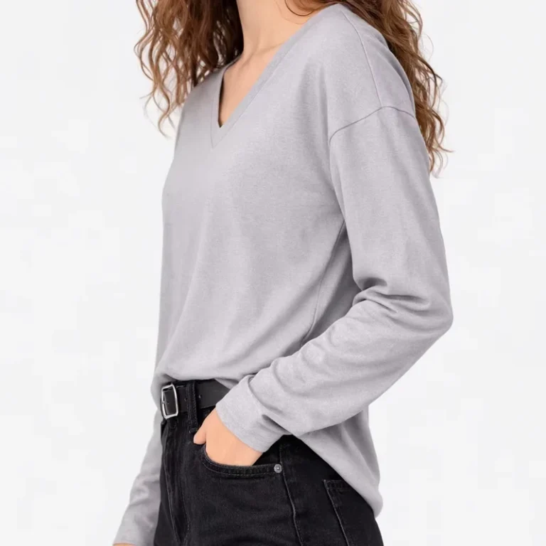 CHINEE-Womens-V-Neck-Long-Sleeve-Jersey-Breathable-Eco-Friendly-Anti-Pilling-Casual-Loose-Fit-T-Shirt-Cotton-Top-Custom-Logo-OEM