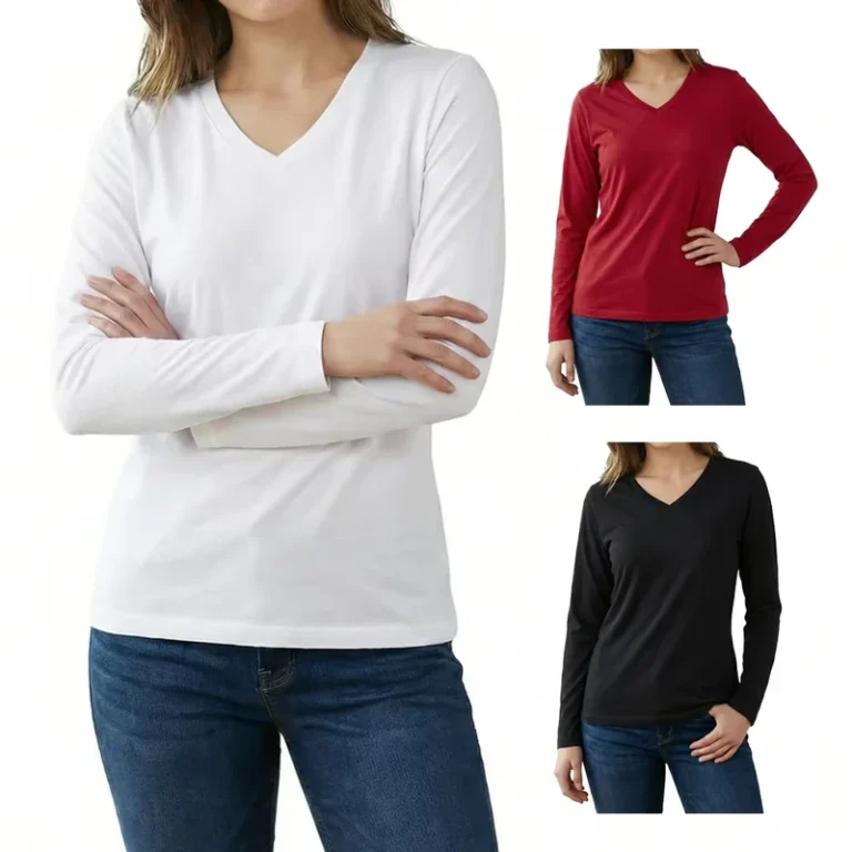 CHINEE-Womens-V-Neck-Long-Sleeve-T-Shirt-Custom-Private-Label-Ladies-Tops-Slim-Fit-Tee