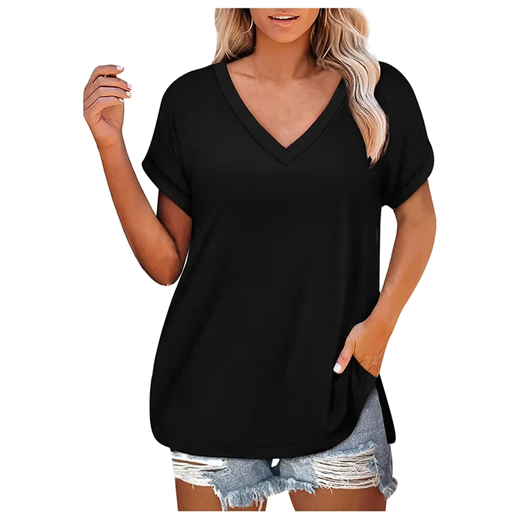 CHINEE-Womens-V-Neck-T-Shirt-with-Custom-Logo-Embroidery-Eco-Friendly-Mesh-Chiffon-Terry-Fabric-Patches-Cotton-V-Neck