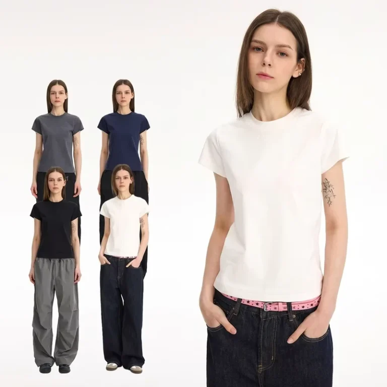 CHINEE-Y2K-Sorona-Breathable-Round-Neck-Boxy-T-shirt-Women-Spice-Girls-Solid-Color-Pattern-Tops-Slim-Short-Short-Sleeve