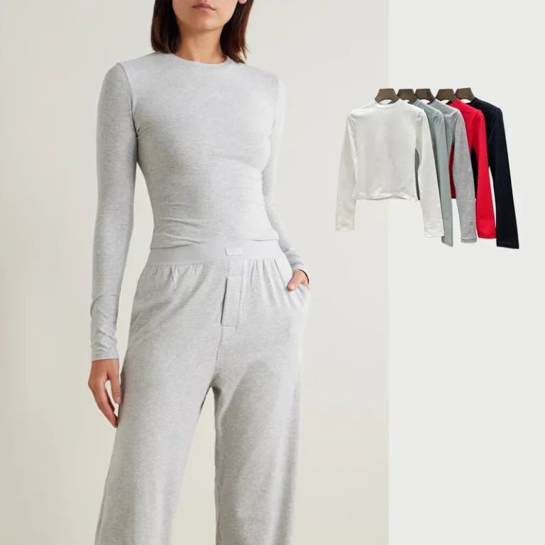 CHINEE-YUNCHI-ST2605-Kim-Style-Customizable-Solid-Color-High-Quality-Cotton-Tight-Long-Sleeved-Womens-T-shirt