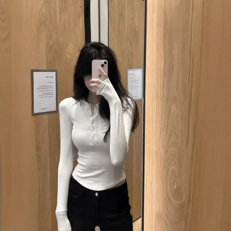 CHINEE-Yoga-Womens-Casual-Long-Sleeve-T-Shirt-Henry-Sports-Top-Elastic-Spring-Anti-Pilling-Knitted-Base-Solid-Pattern-Same-Style-Top
