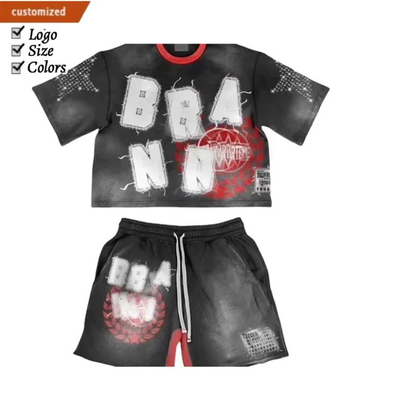 CHINEE-certified-Factory-Customized-Printed-Logo-Wash-2-Piece-Graphic-Mens-T-Shirt-and-Short-Set-for-Men-Summer-Tracksuit-Mens-Sets