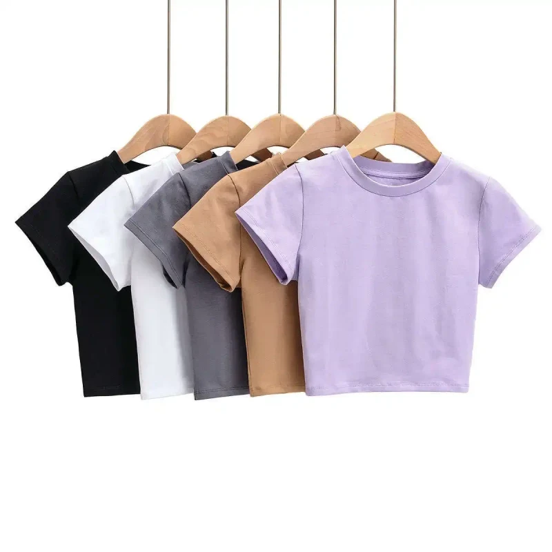 056T-Custom-Top-Cotton-Spandex-Jersey-Crewneck-Short-Sleeves-White-Plain-Breathable-Summer-Eco-friendly-Women-Crop-Top-T-Shirt