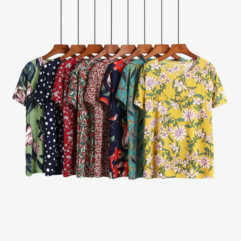 1.3-Dollar-Model-XFF001-Clothing-Big-Women-Short-Sleeve-Knit-Blouse-Womens-Plus-Size-Female-T-shirt-Tops-With-Colors