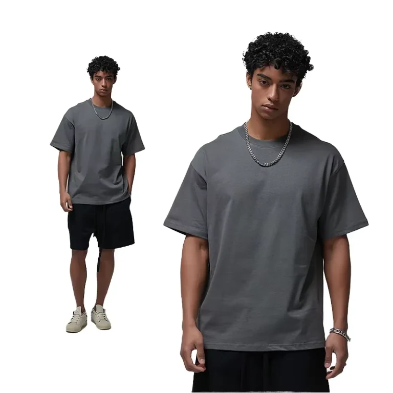 100-Cotton-220g-O-Neck-T-Shirt-Short-Sleeves-Breathable-Knitted-Garment-Dyed-Blank-Design-Embroidery-Printing-Front
