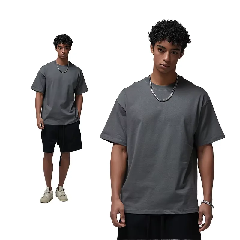 100-Cotton-220g-O-Neck-T-Shirt-Short-Sleeves-Breathable-Knitted-Garment-Dyed-Blank-Design-Embroidery-Printing-Front