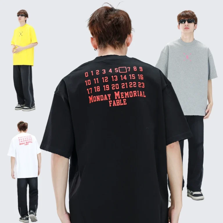100-Cotton-250gsm-Short-Sleeve-Streetwear-Printed-Casual-Mens-T-Shirt