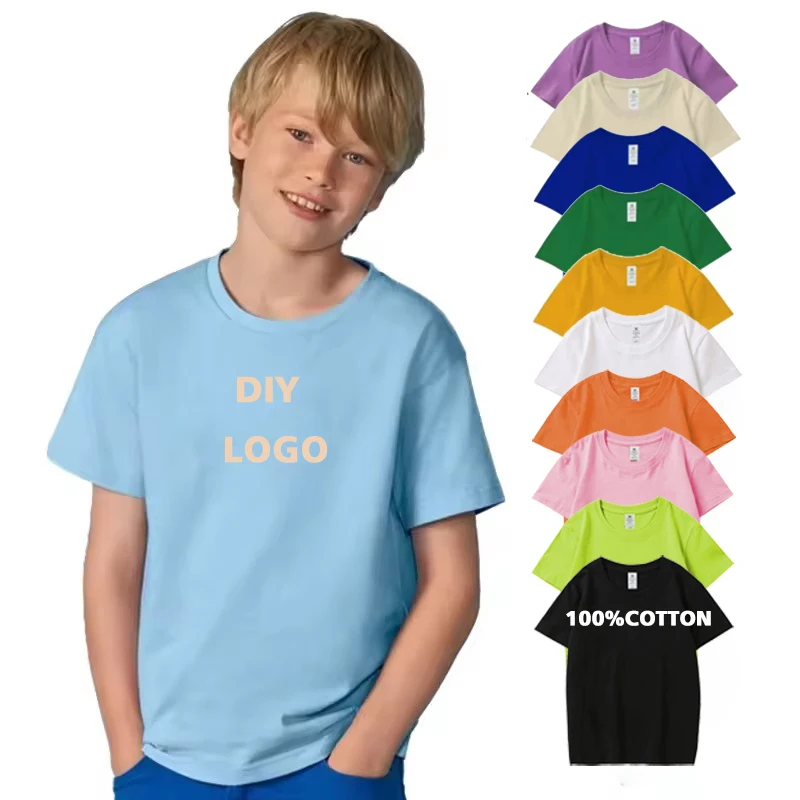 100-Cotton-Blank-Plain-Childrens-T-shirts-With-Label-Custom-Screen-Print-Embroidery-Logo-Kids-T-Shirts-for-Boys-and-Girls-1