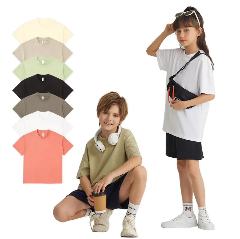 100-Cotton-Childrens-Oversized-T-Shirts-Custom-Printed-Solid-Color-Unisex-Kids-Top-Street-Style-Shirt-Tees