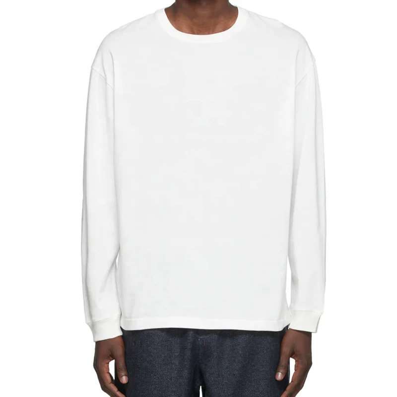 100-Cotton-Costom-Logo-High-Quality-Long-Sleeve-Tshirt-Casual-Heavy-Weight-Crewneck-Long-Sleeve-T-Shirt