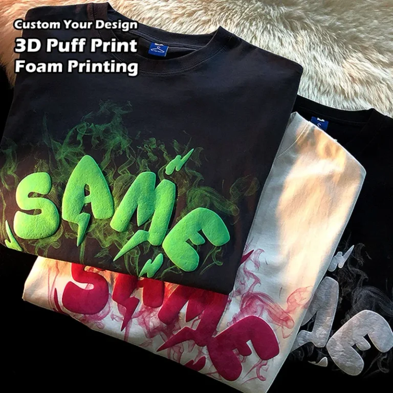 100-Cotton-Custom-3D-Foam-Puff-Printing-Logo-Unisex-Short-Sleeve-Mens-Plus-Size-T-Shirts