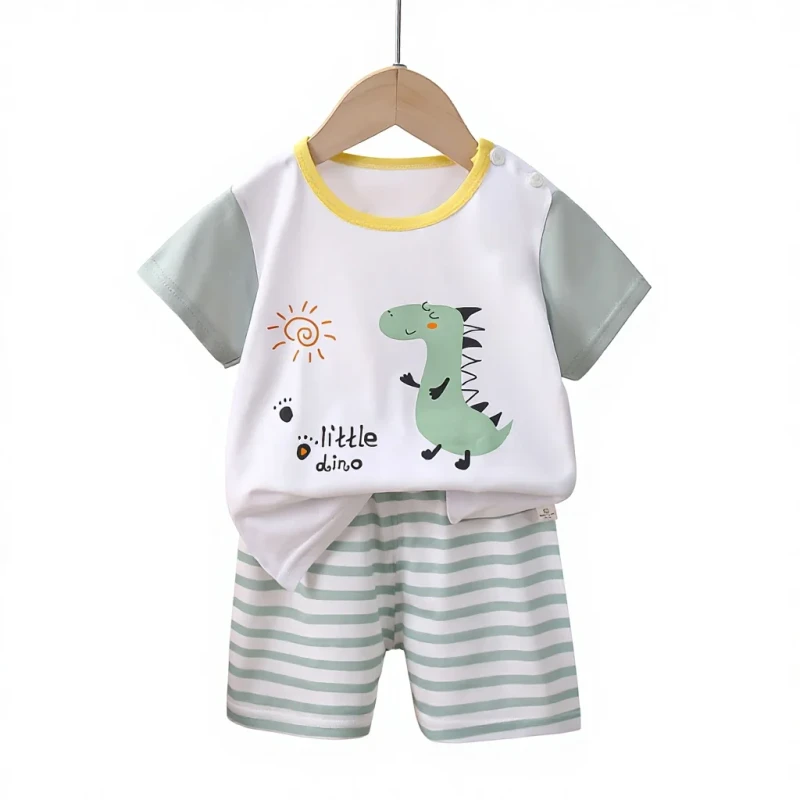 100-Cotton-Cute-Kids-2-Piece-Short-Sleeve-Set-Casual-T-Shirt-Shorts-Solid-Color-Multi-Colors-1-3-Years-Fast-Delivery